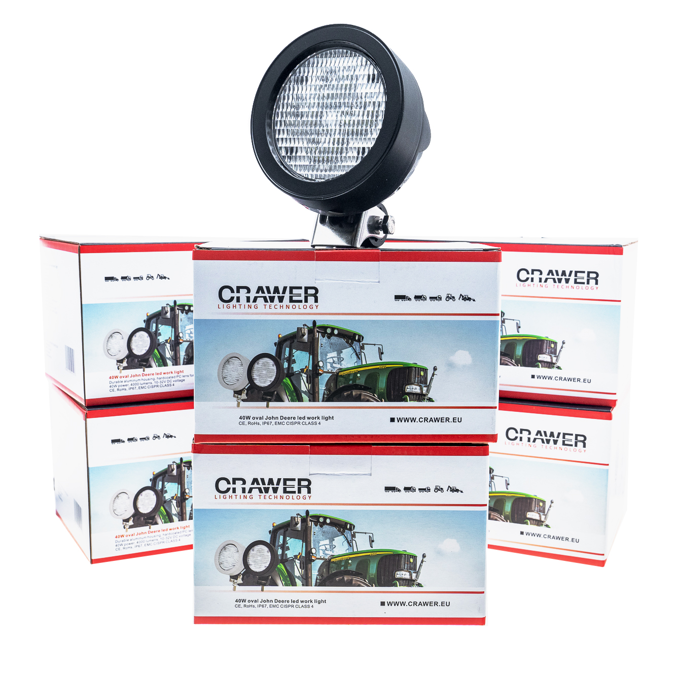 Fordelspakke 6X CRAWER oval LED arbejdslampe 40W med drejestel passende til FENDT SCR - AgroLED